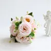 장식용 꽃 100% 브랜드 5 갈래 장미 이슬 로터스 시뮬레이션 꽃 홈 모델 룸 웨딩 장식