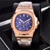 17 Style PP Luksusowy zegarek Srebrna obudowa Niebieska tarcza Na-Utilus 40 mm Mężczyźni AAA AUTOAMATYCZNE ZWEDNIKA MECHANICZNE 5711 zegar ze stali nierdzewnej CAL287R