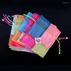 Gift Wrap Patchwork Färgglad liten tygpåse Bröllopsfest Favor Väskor Drawstring Sligby Yam Jewelry Bag Fabric Packaging 10st