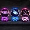 Dekorativa figurer Musikl￥da Crystal Ball Snow Globe Glass Lights Universe Moon Galaxys Earth Crafts Home Desktop Decor Girl Friend's