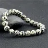 Strand 4/6/8 mm Bodas de piedra natural Pulseras de oración para mujeres Spotte Dalmatian Yoga Yoga Healing Jewelry