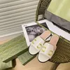 Klassisk modefast f￤rg toffel toppkvalitet sommar tofflor ny stil kvinnor l￤der scuffs sandal lady lyx fritid platt botten sandal med original l￥da