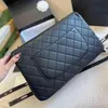 CC Bag Shopping s 32cm Noir Womens Flap Premium Lambskin Quilted Plaid Designer Luxury Shoulder Large Capacity Ladies French Vintage