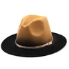 Liten hatt h￶st vinter m￤n s damer ny m￥lad ull fedora hatt europeisk och amerikansk stil brittisk stor brim topp korsbord