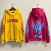 Men's Hoodies Men's Flame Lover Foam Streetwear 양털 풀오버 남성용 및 여성용 하라주쿠 레트로 오버 사이즈 캐주얼 후드 티 스웨터