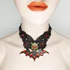 Łańcuchy ghgjp vintage kobiety koronkowy naszyjnik choker gotycka biżuteria nietoperz fałszywe akcesoria kołnierza wampira halloween impreza