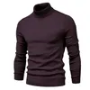 Su￩teres masculinos Turtleneck de inverno Masculino espesso do pesco￧o de tartaruga s￳lida cor de cor quente e slim homem 220902