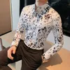 Męskie koszule swobodne elastyczność płynna koszula męska koszula długie rękaw Slim Casual Shirt Solid Kolor Biznes Formalny sukienki Bluzka na imprezę społeczną 230131 S-4xl