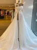 Designer Ivory 2023 Prom Dresses High Neck Long Sleeves Side Slit Satin Custom Made Lace Beaded Pleats Ruched Plus Size Evening Party Gowns Vestido