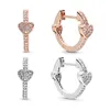 ROSE GOUD PAVE HART HOOPE -EARBRENINGEN vrouwen meisjes verloving sieraden originele doos set voor pandora 925 zilveren liefde harten vriendin geschenk oorrang