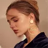 Hoop oorbellen grote dubbele geometrische holle vierkante ronde cirkelstudie bengelen sieraden voor vrouwen