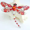 Pendentif Colliers Charme Libellule Collier Rouge Blanc Strass Cristal NL05684C5