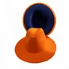 Berets Simple Orange Outter Favy Blue Patchwork Felt Hat What Women Men Men Lid Brim Wool Jazz Fedora Hats Panama Оптовые