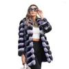 Women's Fur Medium Length Real Rex Coat With Turn-down Collar Winter Trendy Genuine Full Pelt Jacket Outwear
