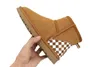 Australian low snow boots with bow AUS plaid ankle boots shoes size 13 women men Twinface Sheepskin leather mini half booties designer keep warm winter slipper 3281