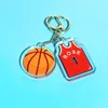 Ny tryckt på Jersey Shape KeyChain Charms Sport Key Ring för herr- och kvinnors barn basketfläkt Trinket souvenirtillbehör gåva