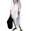 Casual Dresses Attractive Midi Dress Summer Loose For Banquet Women Spring Lapel Pure Color Loose-fitting Office Commute