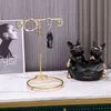 Figurine decorative bulldog francese casa soggiorno decorazione statue statue scrivania decorazione decorativo supporto metallico scaffale figurine per animali decorazioni da tavolo