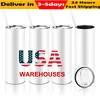 USA Warehouse 2 Days Delivery Sublimation Mugs with Straw Straight 20oz Stainless Steel Tumblers Double Insulated Cups Water Bottles for Birthday Christmas