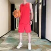 Herren-Trainingsanzüge, Herren-Basketball-Sommer-Ärmelloses Oberteil und Shorts, zweiteilig, lässige, lose Weste, großer Outdoor-Sportanzug