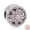 925 Gümüş Cazibe Boncuklar Dangly Renk Pembe Çiçek Bahçesi Boncuk Fit Pandora Charms Bilezik Diy Takı Aksesuarları