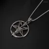 Chains Vintage Stainless Steel Five-pointed Star Goat Necklace Pendant Gothic Demon Satan Skull Men Fashion Jewelry Gift