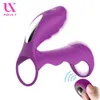 Artículos de belleza Usable Anillo para el pene Vibrador juguetes sexy Control remoto inalámbrico para hombre Adulto Pareja Entrenador de estimulación del clítoris