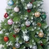 Decoración de fiestas 12 PPC Bola de Navidad en caja Glitter Baubles Balls Ornament Tree Xmas colgante de colgantes