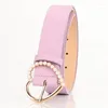 Cinture da 3,2 cm 105 cm Ladies PU Belt Women Dolce intarsiatura intarsio Cucciola di mandrino DECORATIVE BANCI