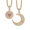 Hip Hop Necklace Sun Moon Couple Necklace Micro Set Zircon Love Personality Jewelry Gift308S