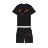 남성 Trapstar T 셔츠 짧은 슬리브 인쇄 의상 찰과일 트랙 슈트 블랙 코튼 런던 스트리트웨어 S-3XL