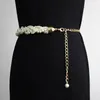 Belts 2022 Woven Pearl Twisted Chain Waist Belt Women Wide Layers Waistband Elegant Ladies Dress Corset Belly