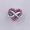 Familie Infinity Red Heart 925 Sterling Silver Charm Pandora Crystal CZ Momenten Liefde voor Valentijnsdag Fit Charms kralen armbanden sieraden 792246C01 Andy Jewel