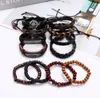 Men woman cowhide Bracelet DIY Beaded Strands Tree of life Feather Hip hop Combination suit Bracelet 12styles/1set