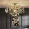 Lampadario di cristallo americano LED Lampadari a sospensione classici europei Apparecchi di illuminazione Art Déco Brillanti lampade a sospensione Camera da letto Sala da pranzo Illuminazione interna domestica