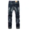 M￤ns jeans m￤n frayed rippade br￶t h￥l raka byxor europeiska och amerikanska nostalgiska tv￤ttade denim manliga byxor jb965