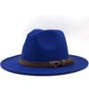 Small Hat Tregrorder Simple Church Hat Suede Belt Woolen Hat British Style Fedora Wide Brim Womens Autumn and Winter