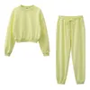 Dames tracksuits Design Women Fashion Sweatshirt Sets Casual Spring Summer Crop Top broekpak Katoen 220902