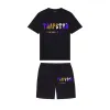 Męskie Trapstar T Shirt z krótkim rękawem Wydruku strój Chenille Black Cotton London Streetwear Advanced Design 23ess