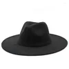 Bérets printemps 9,5 cm de largeur de large couleur simple fedora chapeaux pour femmes hommes dames vintage fascinateur panama feutre jazz chapeau grosse