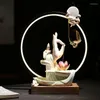 Doftlampor Buddha Hand backflow r￶kelse br￤nnare med LED -ljusr￶k vattenfallspinnar h￥llare 20 st Cone Cone Home Decor Porcelain Censer