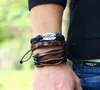 Mężczyźni Kobieta Bransoletka Cowhide DIY Strands Brąz Brown Nit Pierścień Hip Hop kombinacja kombinacji Bransoletka 12styles/1set