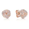 Rose Gold Sparkling Knot Stud Earring CZ Diamond Women Wedding Party Jewelry for Pandora Real Sterling Silver Girl Girl Gift Designer Earrings With Original Box