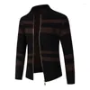 Heren Jackets Nice Men's Casual Fashion Cardigan gestreepte trui jeugd herfst winter trend stand kraag mannenmerk