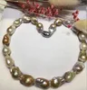 Chains Natural 15-24mm Genuine White Purple Baroque Pearl Necklace