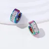 Hoop Earrings Korean Style Clear Crystal Stainless Steel Colorful Small Hoops Women Or Men Unisex