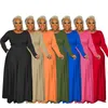 Agasalhos femininos plus size roupas femininas plus size casuais conjuntos de duas peças com gola redonda manga comprida combinando outono conjuntos de saias maxi drapeadas atacado L220905