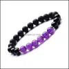 Kralen strengen 10 -st/set 8mm zwarte onyx amethist kralen antieke energie yoga kralen hand weven dstring armband voor geschenk w dhseller2010 dh3ko