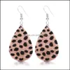 Stud Fashion Leopard Print Leather Pirecing Stud Earrings For Women Girl Hollow Waterdrop Faux Fur Leathers Hook Dangle E Carshop2006 Dhzd0