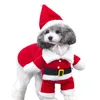 Abbigliamento per cani Vestiti natalizi per animali domestici Costume da Babbo Natale Cappotto invernale per cuccioli di gatto Completo da giacca con berretto Abbigliamento caldo per cani Gatti